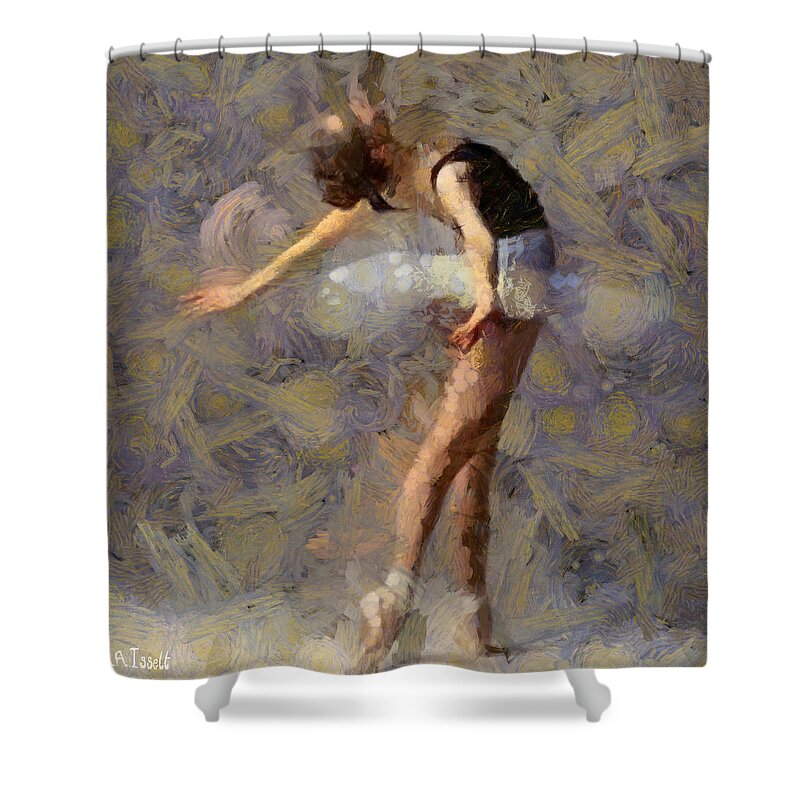 Ballet Shower Curtain featuring the digital art Ballerina Dancing Arched Back by Humphrey Isselt