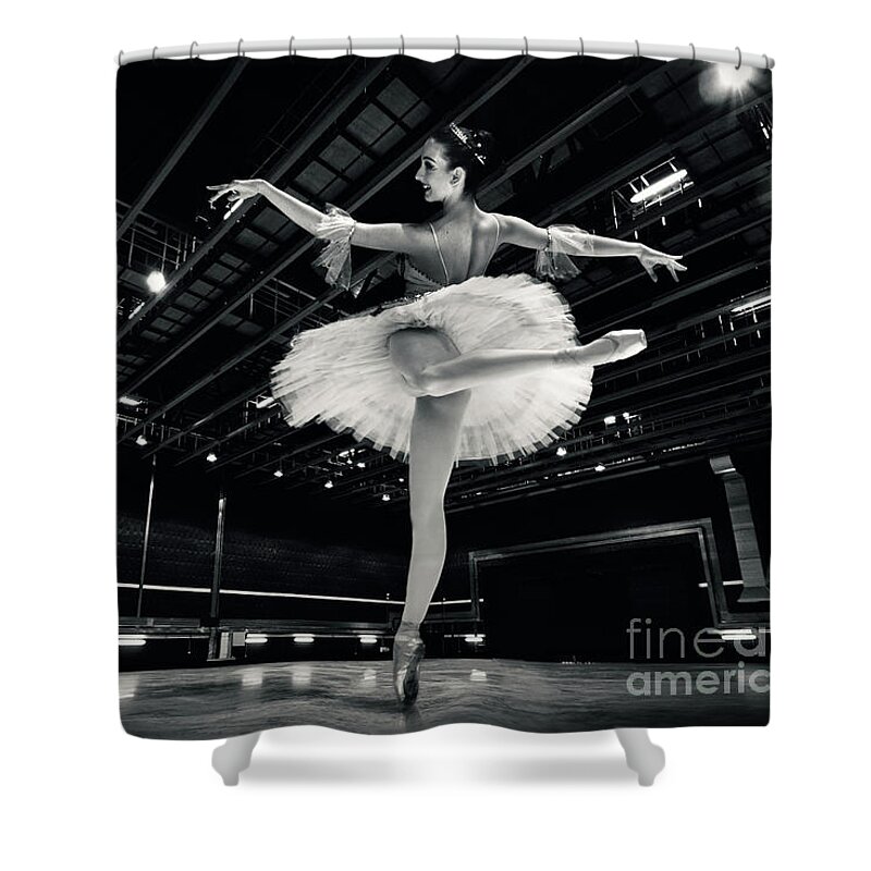 Ballet Shower Curtain featuring the photograph Ballerina in the white tutu by Dimitar Hristov