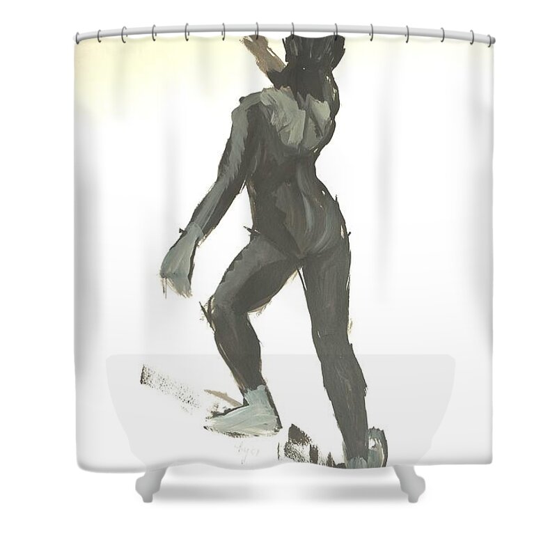  Shower Curtain featuring the drawing Ballet Dance In Motion by Mike Jory