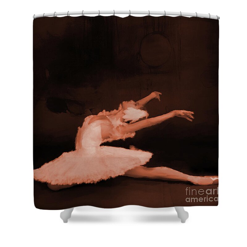 Dacey Ville Shower Curtain featuring the painting Ballet Dancer in white 01 by Gull G