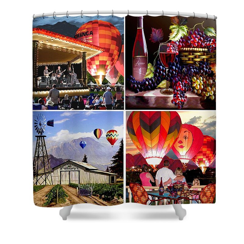 Love Shower Curtain featuring the painting Balloon and Wine Gallery by Ron Chambers