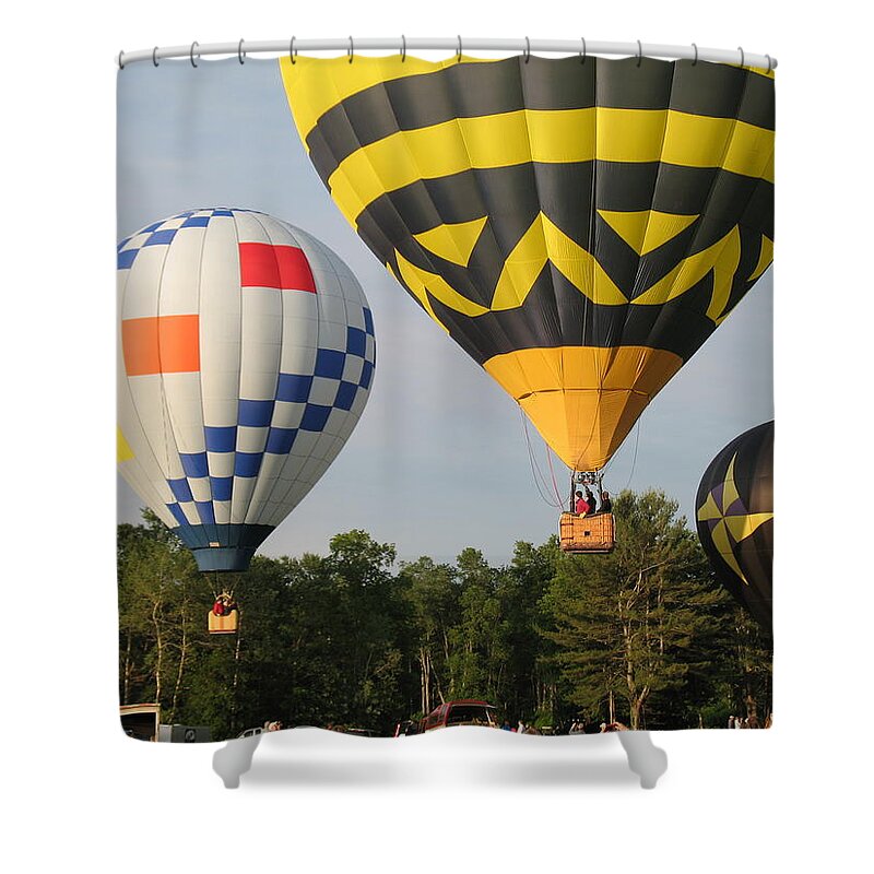 Hot Air Balloon Shower Curtain featuring the photograph Balloons Up and Away by Ed Smith