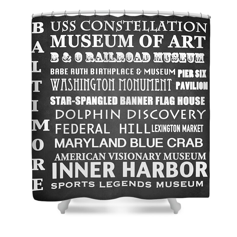 Baltimore Maryland Famous Landmarks Shower Curtain featuring the digital art Baltimore Famous Landmarks by Patricia Lintner