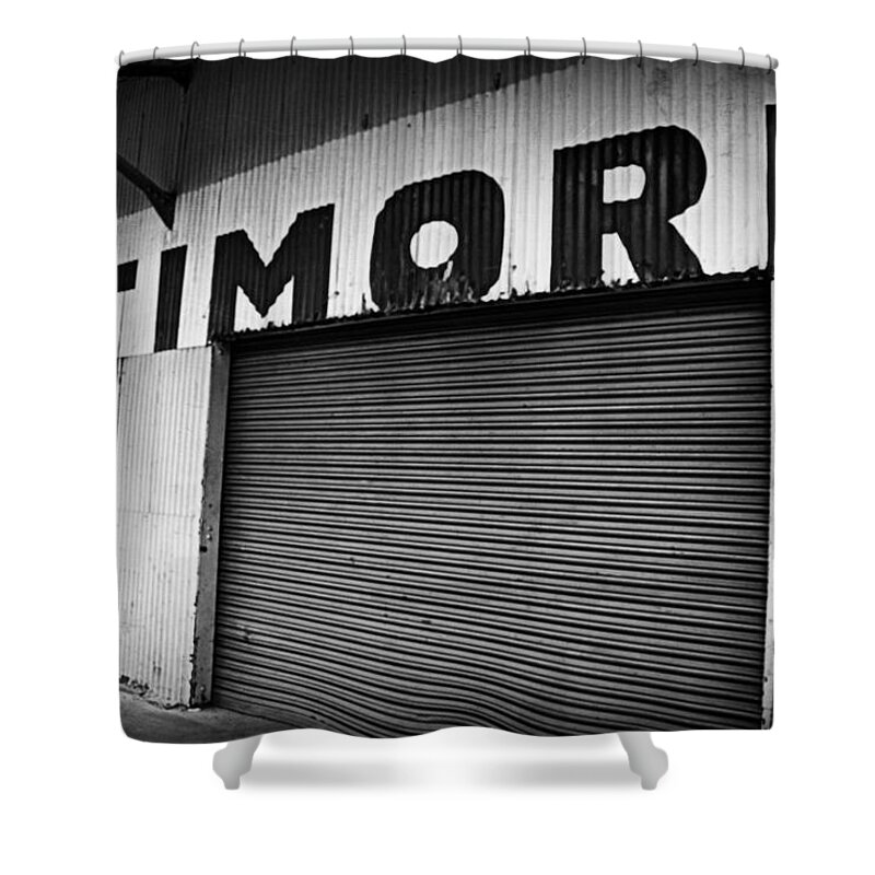 Black & White Shower Curtain featuring the photograph Baltimore by Jen Whalen