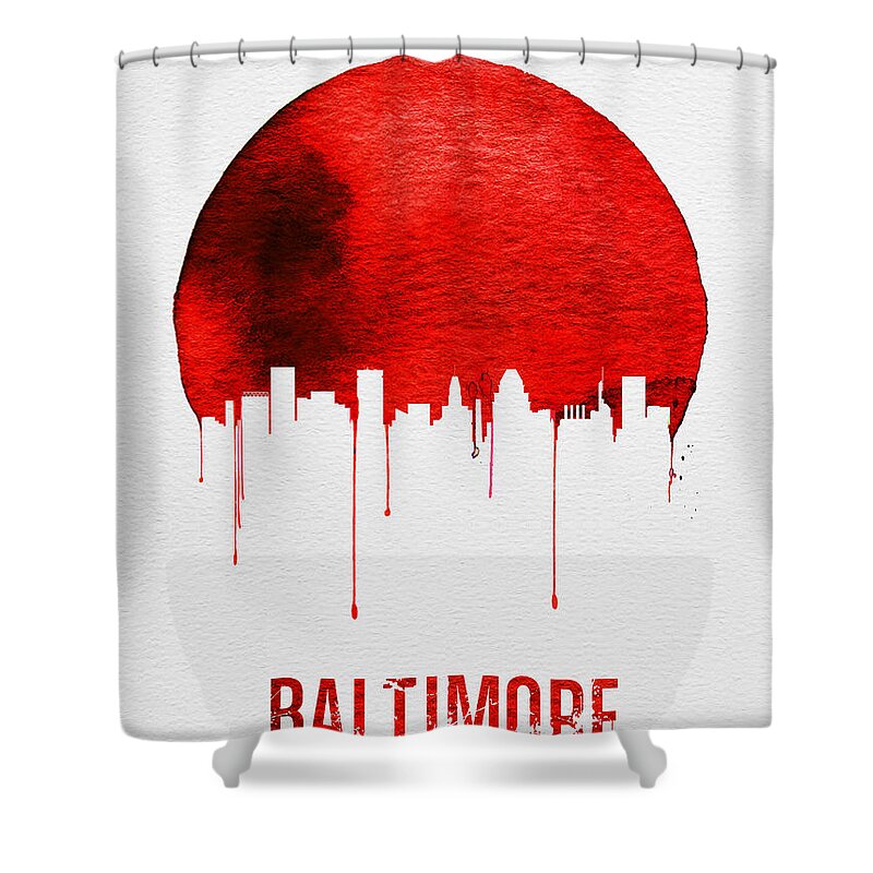 Baltimore Shower Curtain featuring the painting Baltimore Skyline Red by Naxart Studio