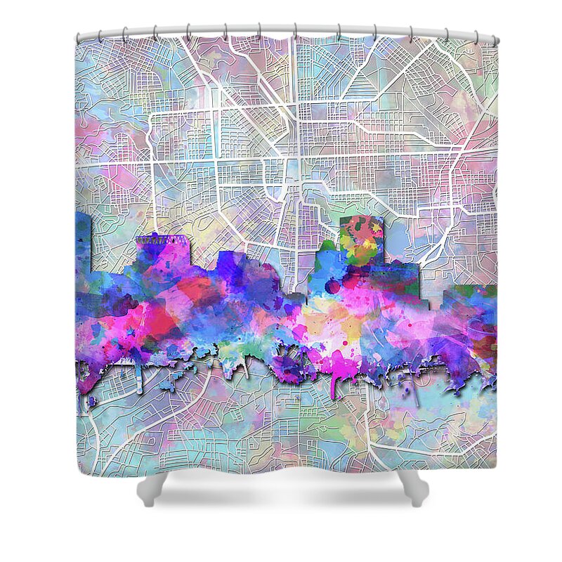 Baltimore Shower Curtain featuring the painting Baltimore Skyline Watercolor 6 by Bekim M