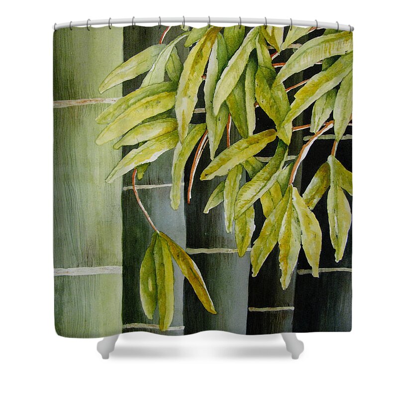 Bamboo Shower Curtain featuring the painting Bamboo by April Burton