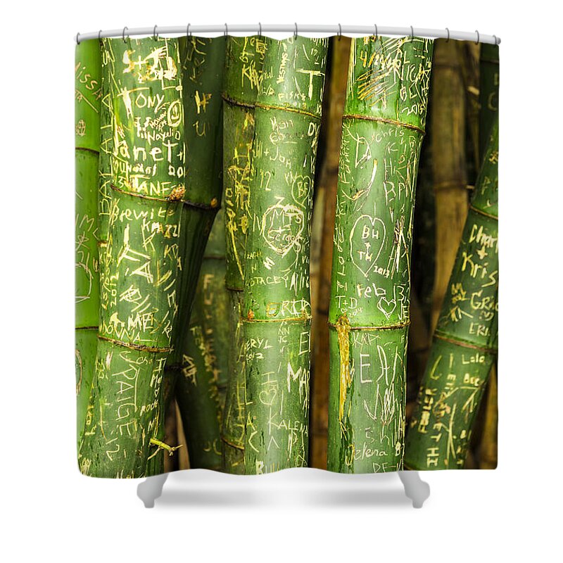 Bamboo Shower Curtain featuring the photograph Bamboo Graffiti by Leigh Anne Meeks