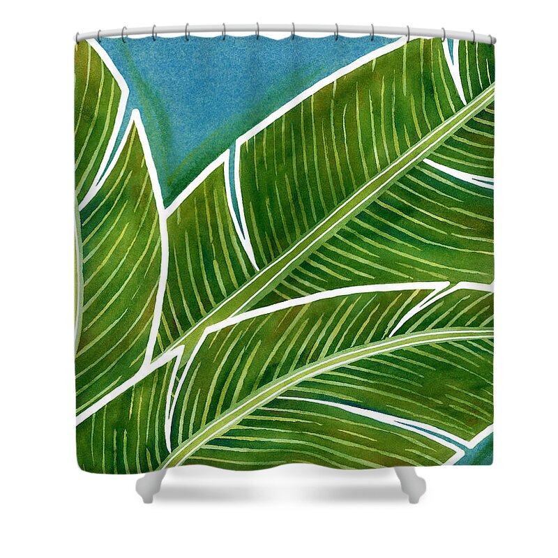 Hawaii Shower Curtain featuring the painting Banana Leaf Abstract by Julie Senf