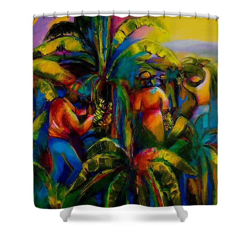 Banana Shower Curtain featuring the painting Banana Plantation by Cynthia McLean