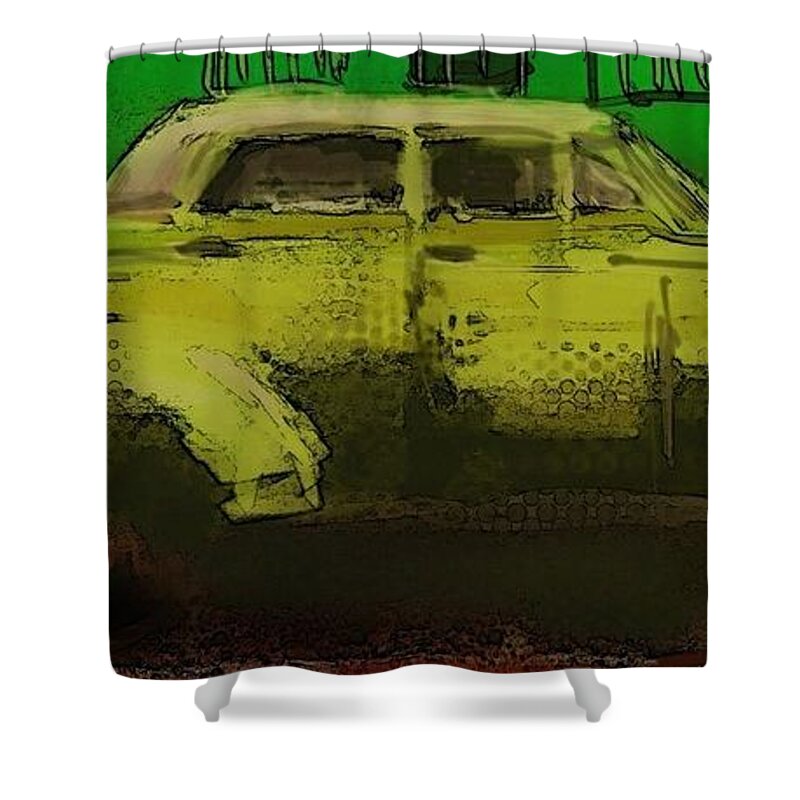 Car Shower Curtain featuring the painting Banana Yellow by Jim Vance