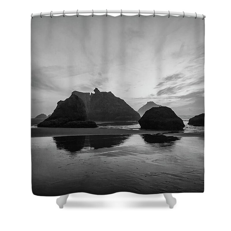 Beaches Shower Curtain featuring the photograph Bandon Pillars by Steven Clark