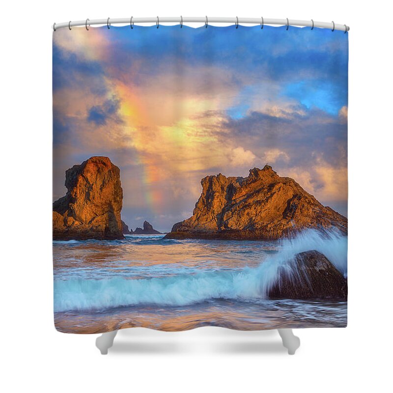Oregon Shower Curtain featuring the photograph Bandon Rainbow by Darren White