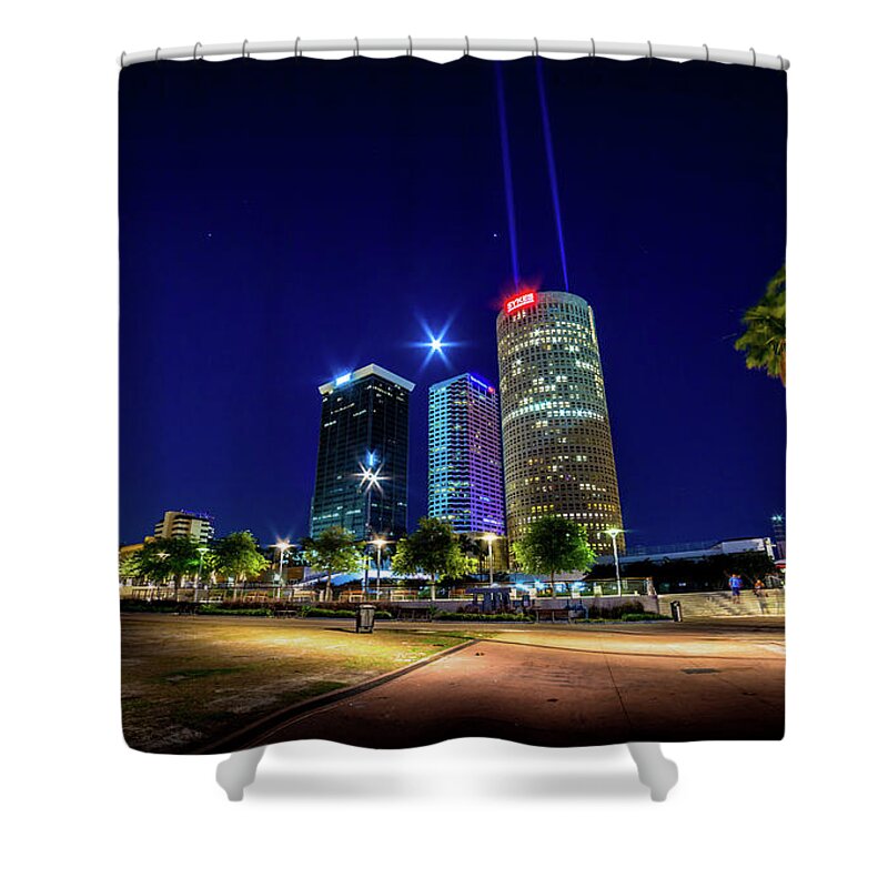 Downtown Tampa Shower Curtain featuring the photograph Bank Of America and Sykes Building Downtown Tampa by Rene Triay FineArt Photos