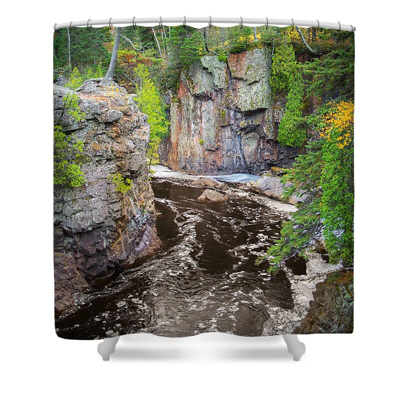Alex Blondeau Shower Curtain featuring the photograph Baptism River in Tettegouche State Park MN by Alex Blondeau