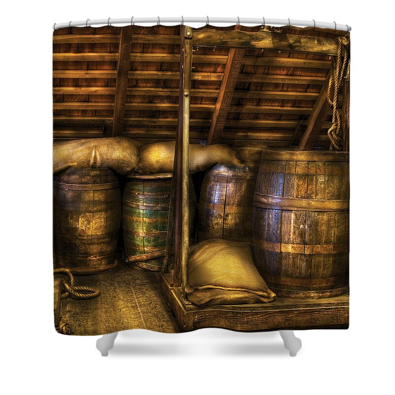 Savad Shower Curtain featuring the photograph Bar - Wine Barrels by Mike Savad