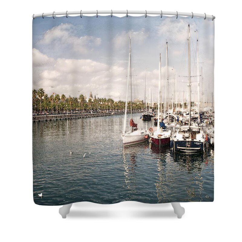Barcelona Shower Curtain featuring the photograph Barcelona Harbor by Steven Sparks