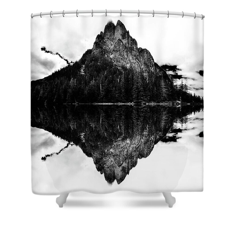 Epic Shower Curtain featuring the digital art Baring Mountain Reflection by Pelo Blanco Photo