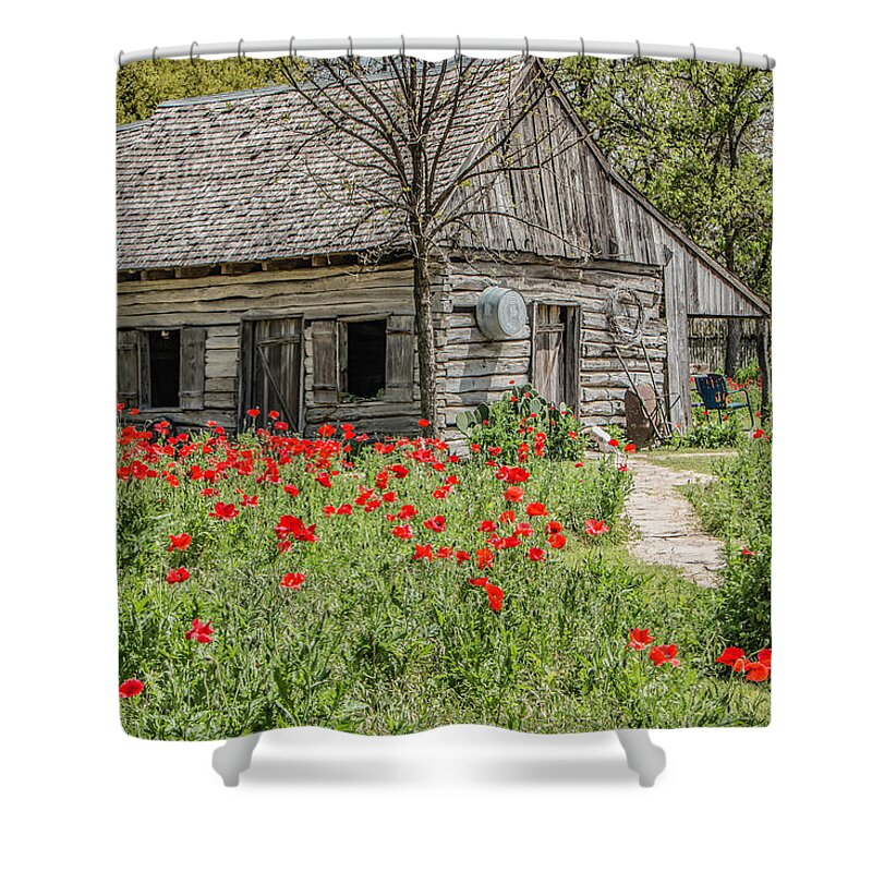 Barn Shower Curtain featuring the photograph Barn and Castro Poppies by Teresa Wilson