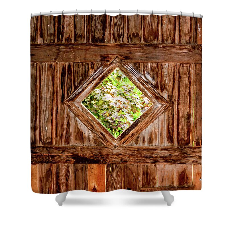 Barn Door Shower Curtain featuring the photograph Barn Door by Jerry Cahill