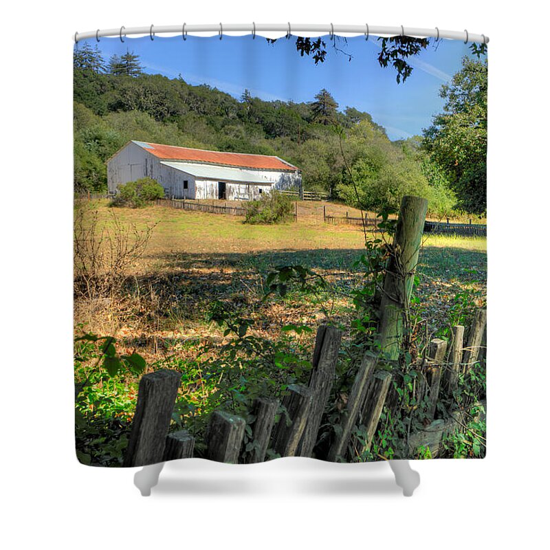 Big Sur Shower Curtain featuring the photograph Barn in Big Sur by Derek Dean