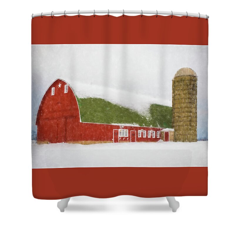 Barn Shower Curtain featuring the photograph Barn in Winter by John Roach
