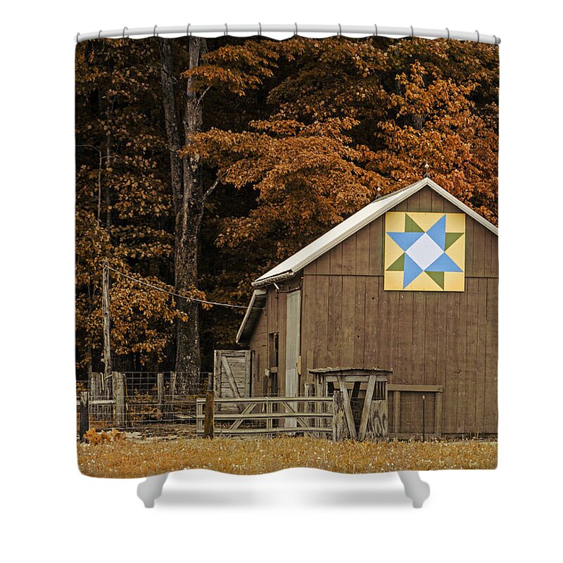 Barn Quilt  2 Shower Curtain featuring the photograph Barn Quilt  2 by Susan McMenamin