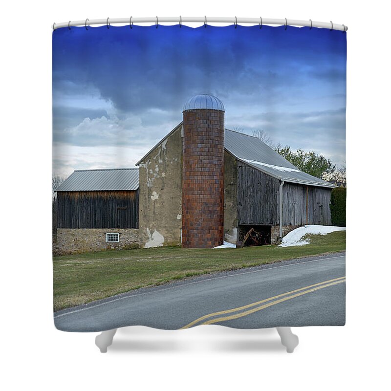 Landscape Shower Curtain featuring the photograph Barns and Country by Paul Ross