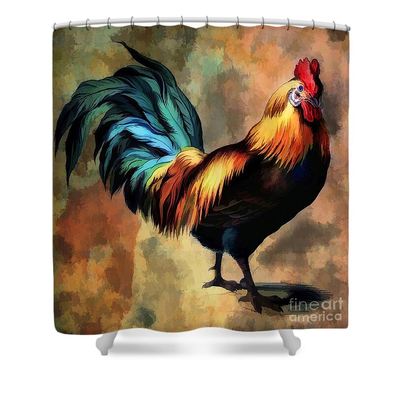 Bird Shower Curtain featuring the photograph Barnyard Rooster by Elaine Manley