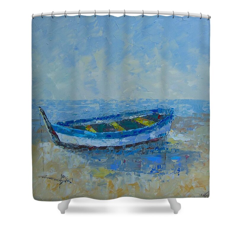 Floral Shower Curtain featuring the painting Barque Provencal by Frederic Payet