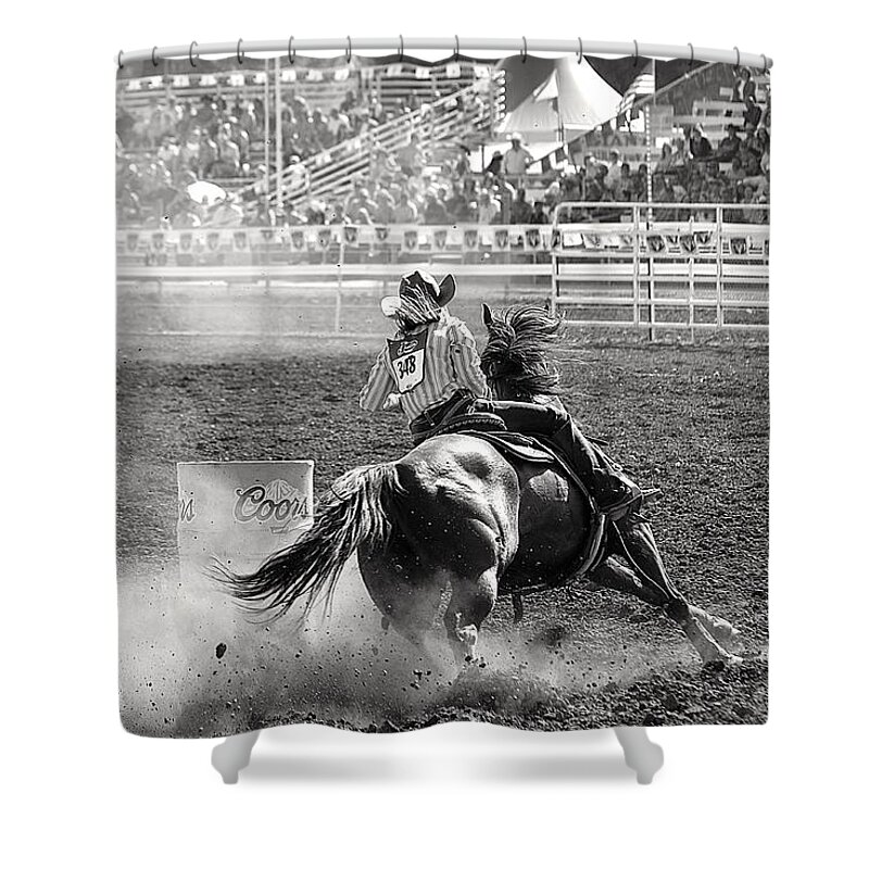 Barrel Racer Shower Curtain featuring the photograph Barrel Racer by Maria Jansson