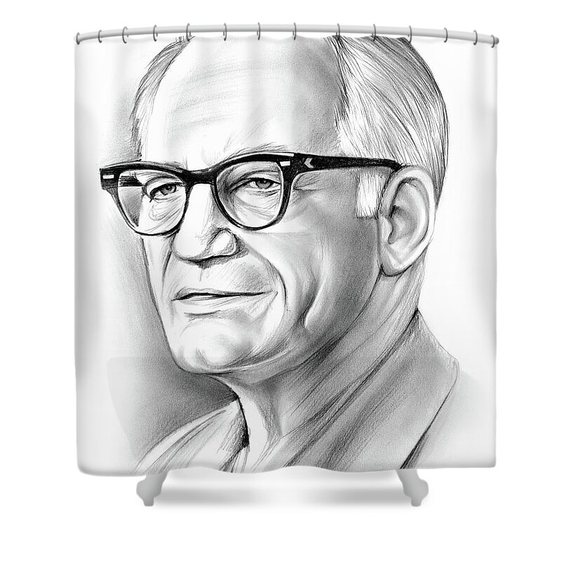 Barry Goldwater Shower Curtain featuring the drawing Barry Goldwater by Greg Joens