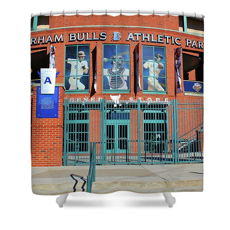 Durham Bulls Shower Curtain featuring the photograph Baseball Stadium by Cynthia Guinn