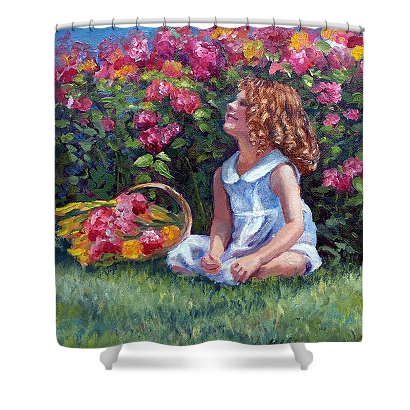 Children Shower Curtain featuring the painting Basking in the Sunlight by Marie Witte
