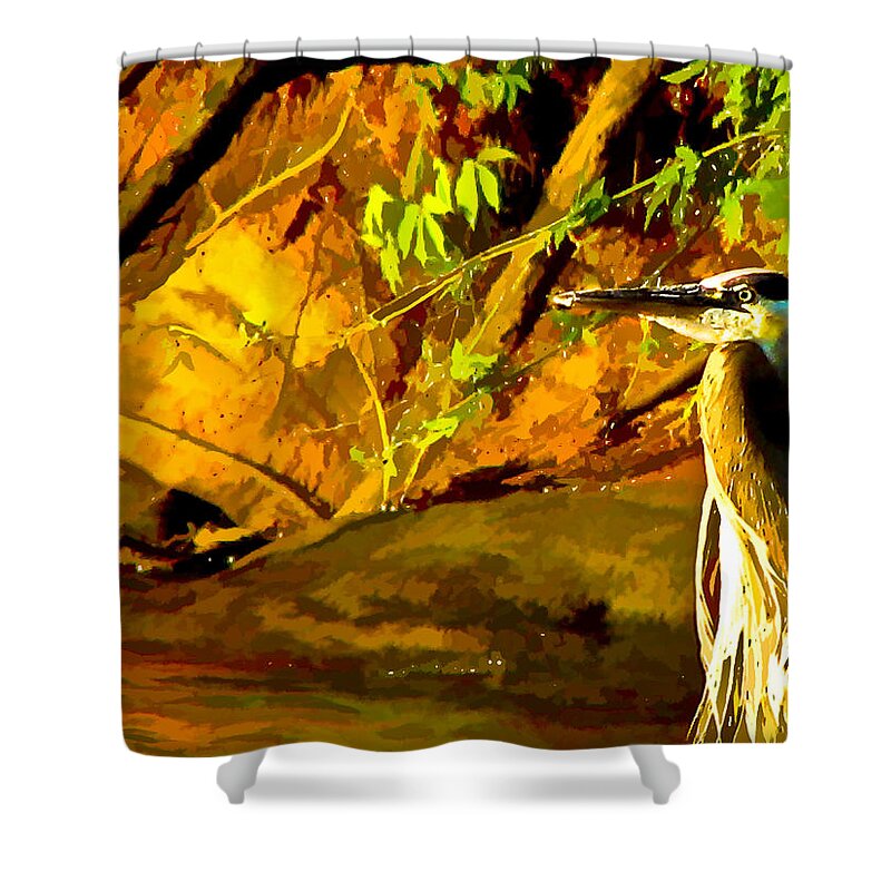 Bird Shower Curtain featuring the digital art Basking Sunset by Ches Black