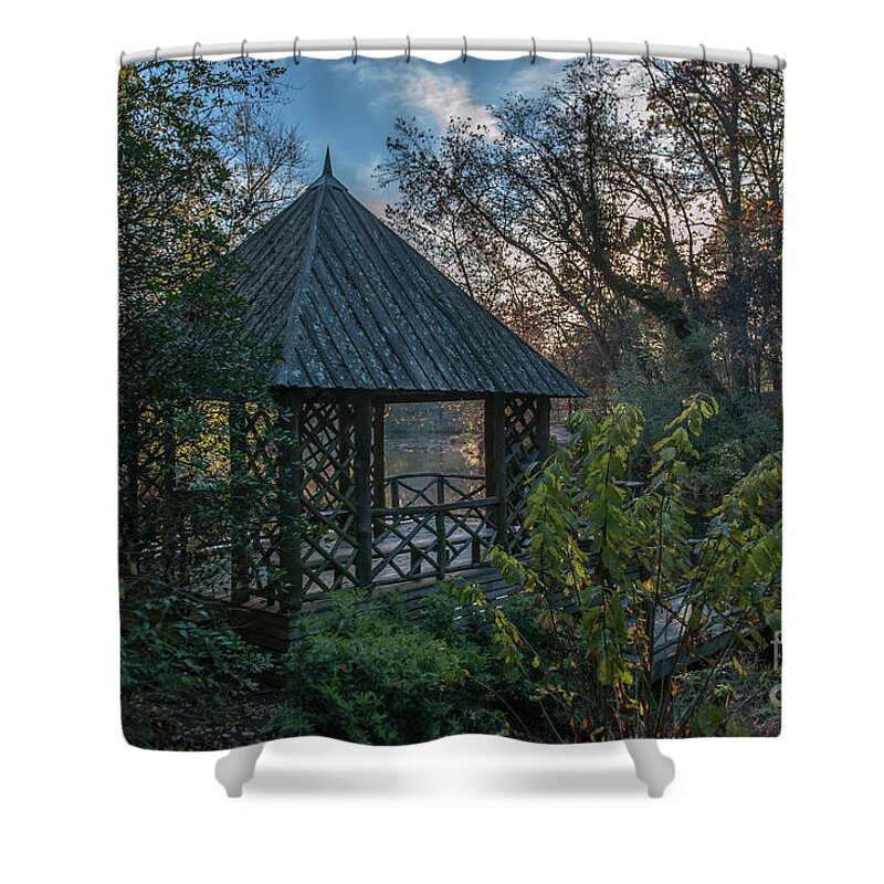 Boat House Shower Curtain featuring the photograph Bass Pond Boat House by Dale Powell