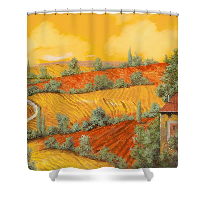 Tuscany Shower Curtain featuring the painting Maremma Toscana by Guido Borelli