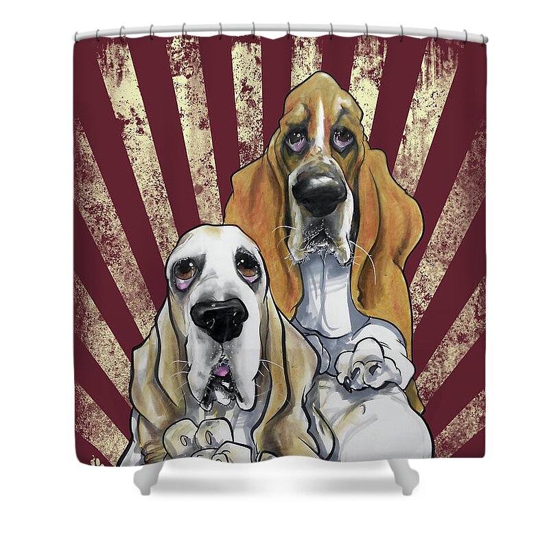 Basset Hound Shower Curtain featuring the drawing Basset Hound Revolution by John LaFree