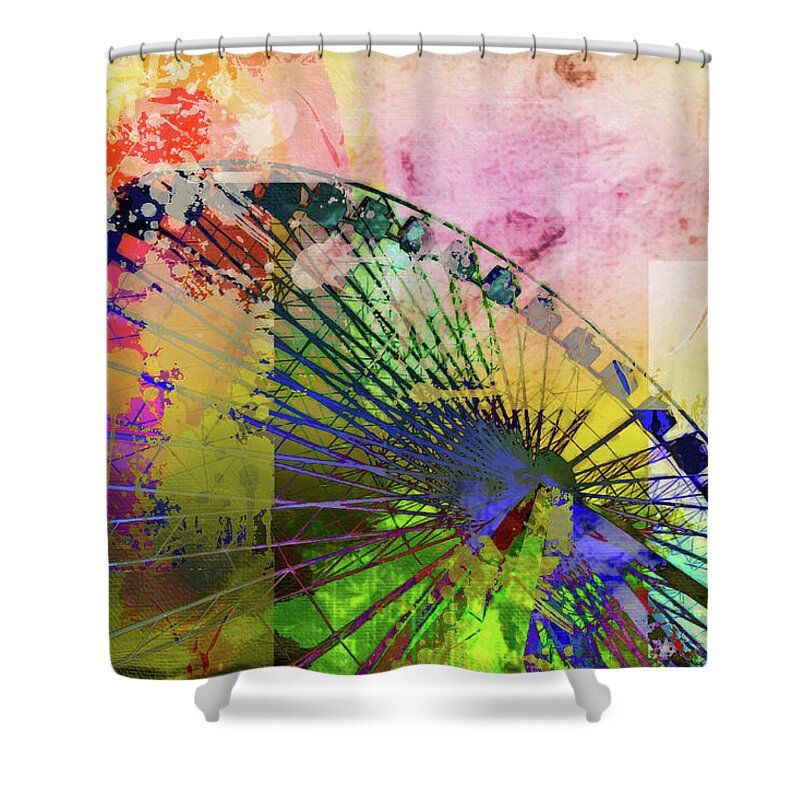 Louvre Shower Curtain featuring the mixed media Bastille 14 by Priscilla Huber