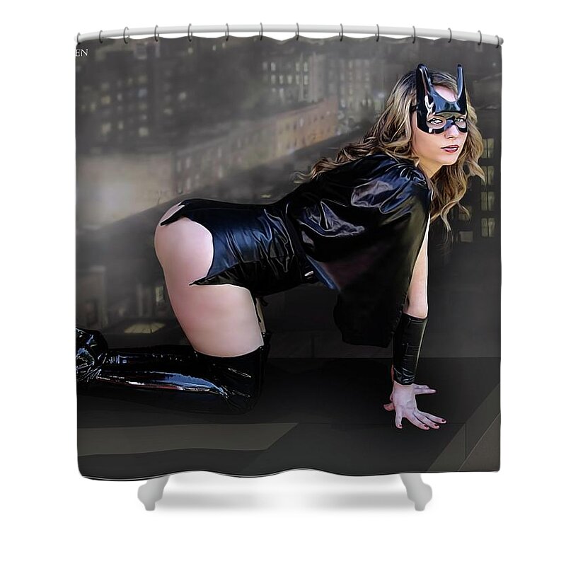 Bat Woman Shower Curtain featuring the photograph Bat Near The Edge by Jon Volden