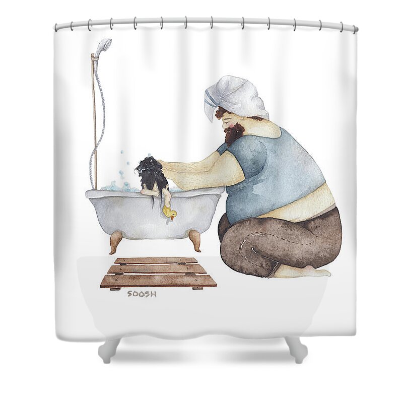 Illustration Shower Curtain featuring the drawing Bath time by Soosh