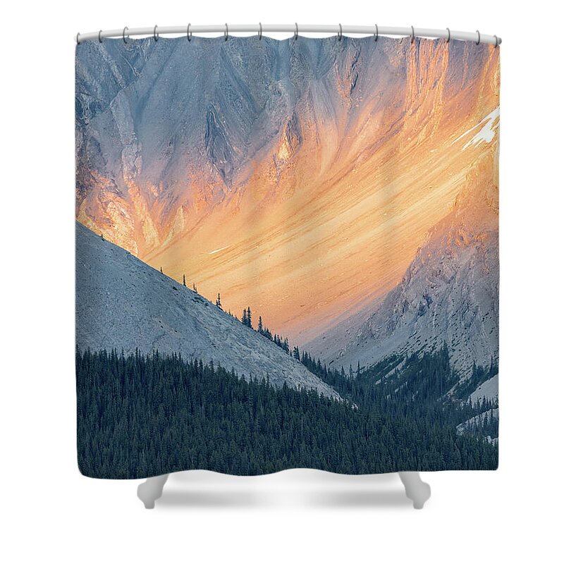 Canadian Rockies Shower Curtain featuring the photograph Bathed in Light by Carl Amoth