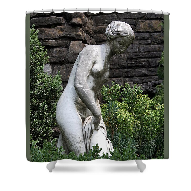 Nude Shower Curtain featuring the photograph Bathing Nude Statue Cheek Mansion by Valerie Collins
