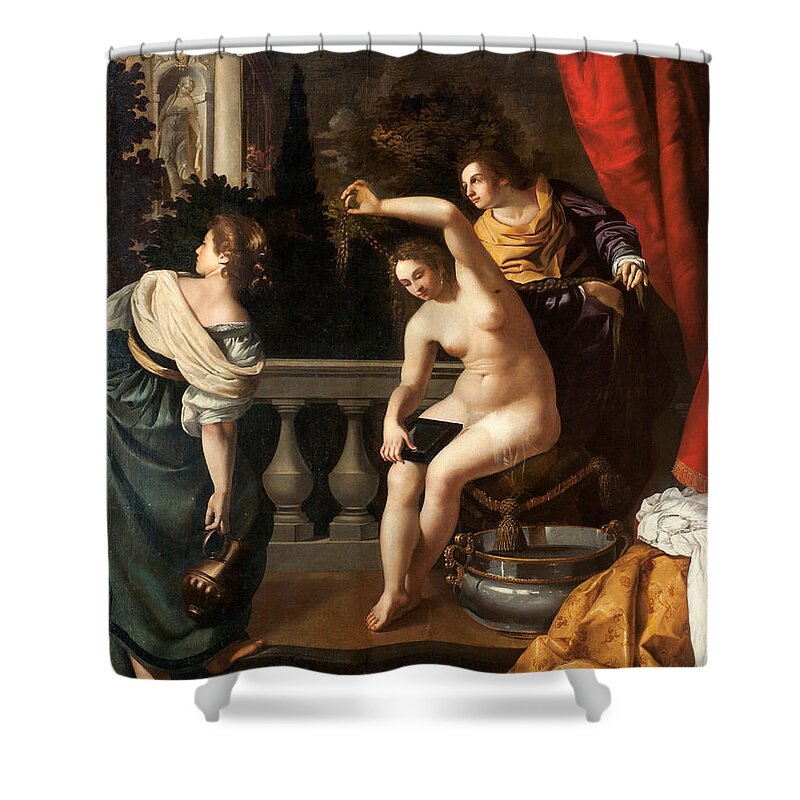 Artemisia Gentileschi Shower Curtain featuring the painting Bathsheba at Her Bath by Artemisia Gentileschi