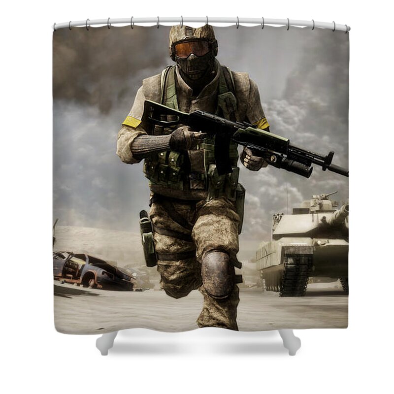 Battlefield Bad Company 2 Shower Curtain featuring the digital art Battlefield Bad Company 2 by Maye Loeser