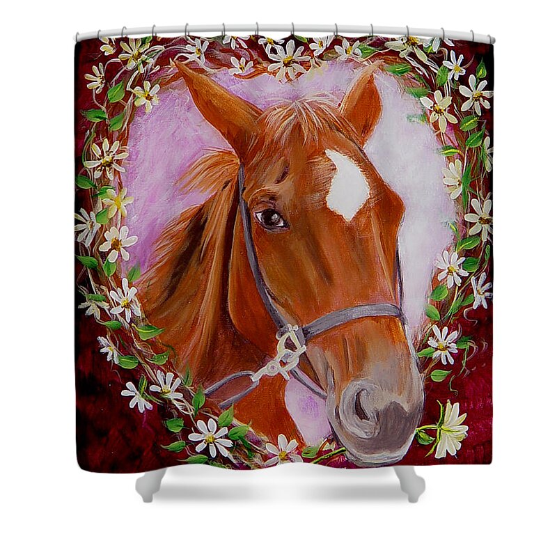 Horse Shower Curtain featuring the painting Batuque by Quwatha Valentine