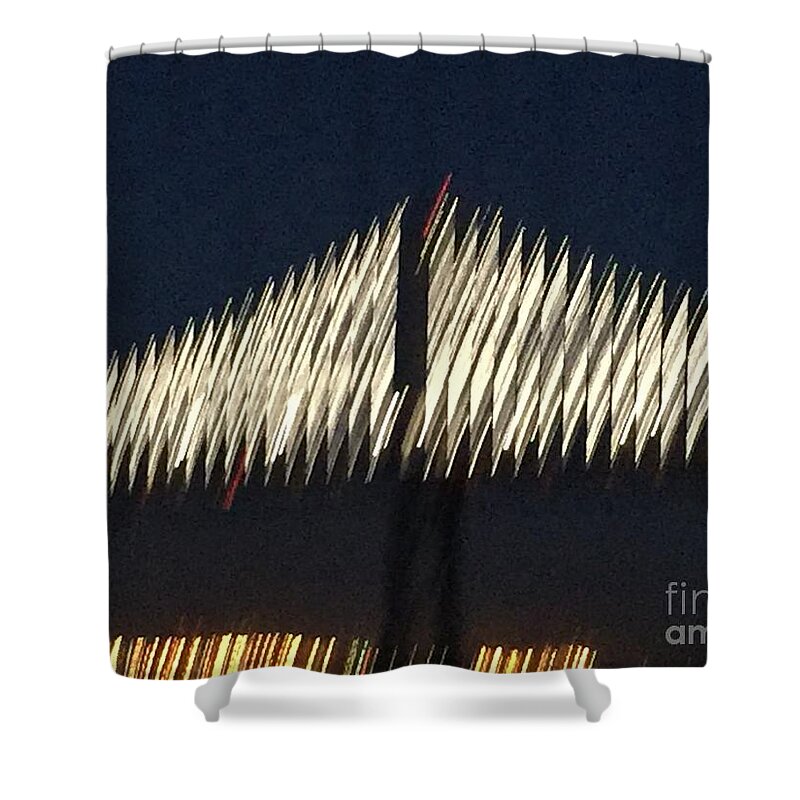 Stylized Black And White Bag Bridge San Francisco Ca Night Shower Curtain featuring the photograph Bay Bridge 1-1 by J Doyne Miller