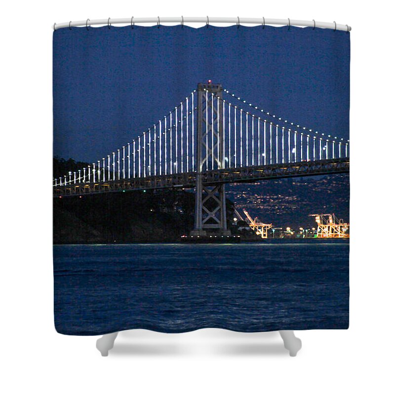 Bonnie Follett Shower Curtain featuring the photograph Bay Bridge After Sunset by Bonnie Follett