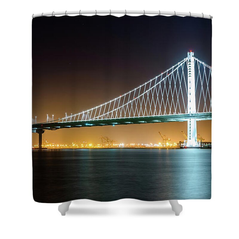 Bay Area Shower Curtain featuring the photograph Bay Bridge East By Night 2 by Jason Chu