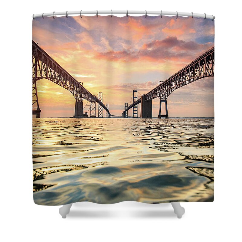 Bay Bridge Shower Curtain featuring the photograph Bay Bridge Impression by Jennifer Casey